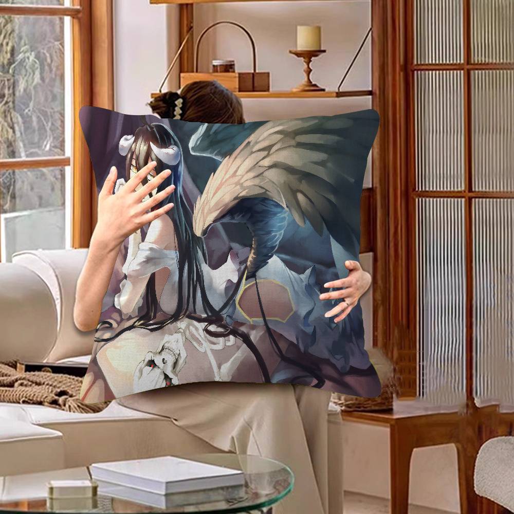 Gamer Albedo Anime Sexy Girls Cushion Cover Polyester Sofa Cushions Decorative Throw Pillows Home Decoration Pillowcover