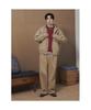 8SECONDS Cotton Double-Pleat Wide Pants Beige