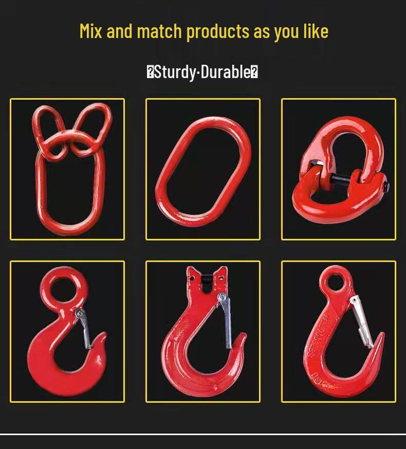 Four-Limb Lifting Chain Sling Set with Two Hooks and Lifting Eyes - Available in Single, Double, and Four Leg Options