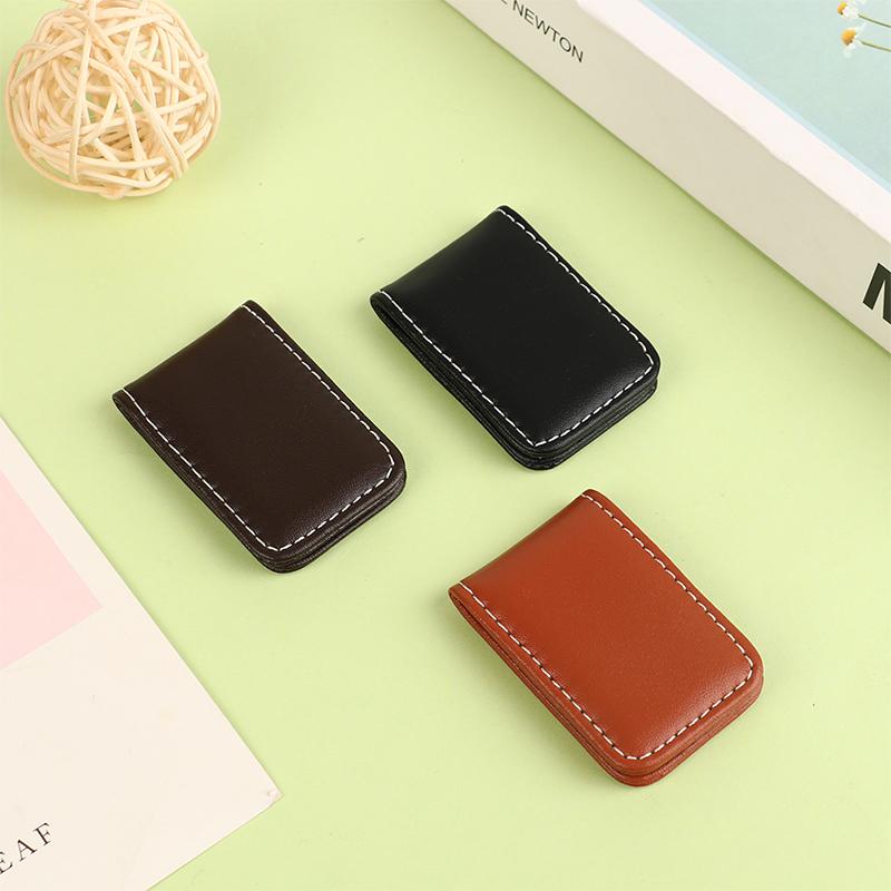 1Pc Money Clip Wallet Slim Men Women Vintage Strong Magnet Money Clip Cow Pu Leather Pocket Clamp Credit Card Cash Wallet