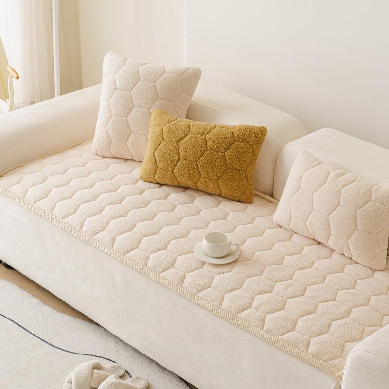 Autumn And Winter Sofa Cover Fabric Solid Anti Slip One-Piece Laying Straight Row Sofa Cushion Cover Skin Friendly And Versatile