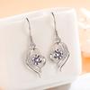 Japanese & Korean Zircon Silver-Plated Fashion Earrings: Elegant Medium-Length Hooks with Heart Details for Women