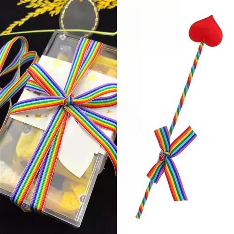 50 Yards Regenbogenfarbenes Band Valentinstagsband Polyesterband zum Geschenkverpacken Bastelpaket Dekorationen