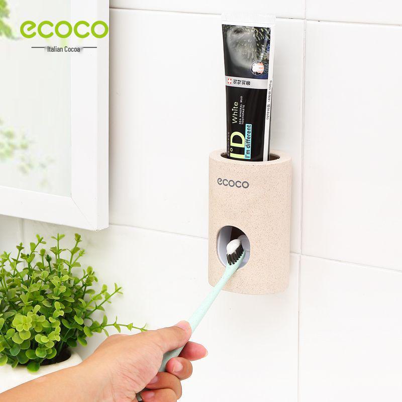 Wheat Straw Wall-Mounted Automatic Toothpaste Dispenser & Squeezer