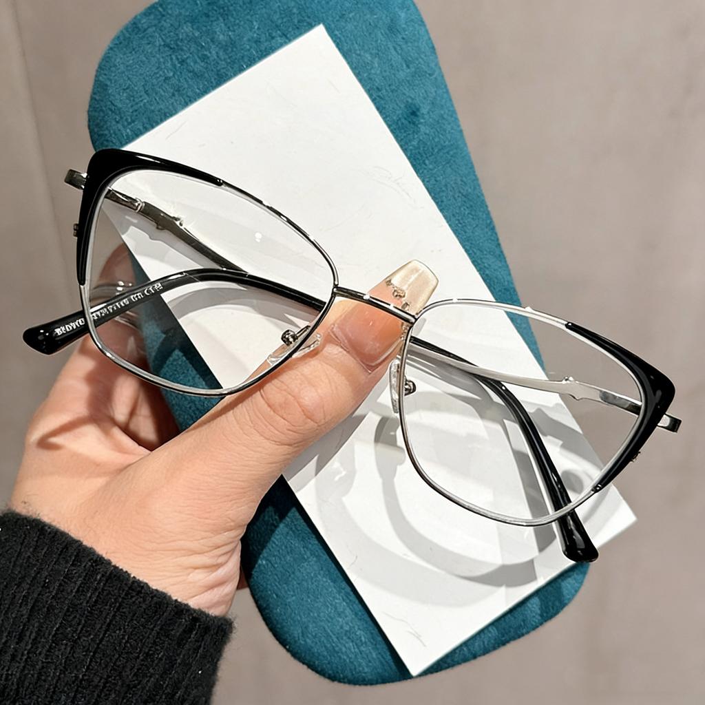 HD Anti-blue Light Fashion Cat-eye Metal Presbyopia Glasses Women Men Comfortable Eye Protection Eyewear +1.0 To +4.0