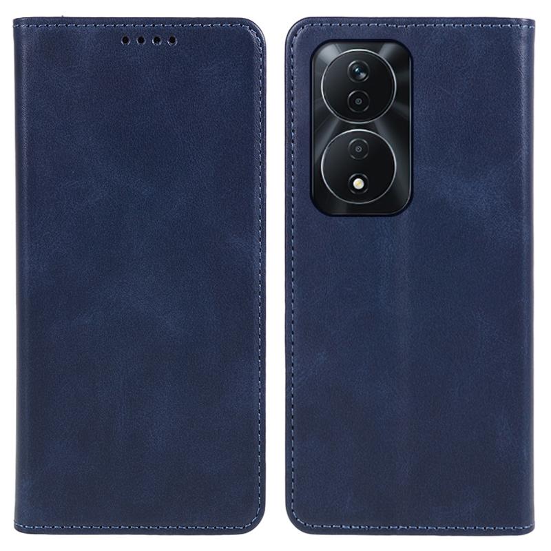 

For Honor 90 Smart/X7b 4G Leather Phone Case Calf Texture Wallet Cover Magnetic Closing Blue