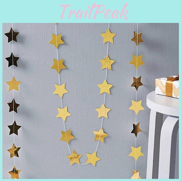 Vibrant Star-shaped Paper Garland Ideal For Classroom And Holiday Decorations
