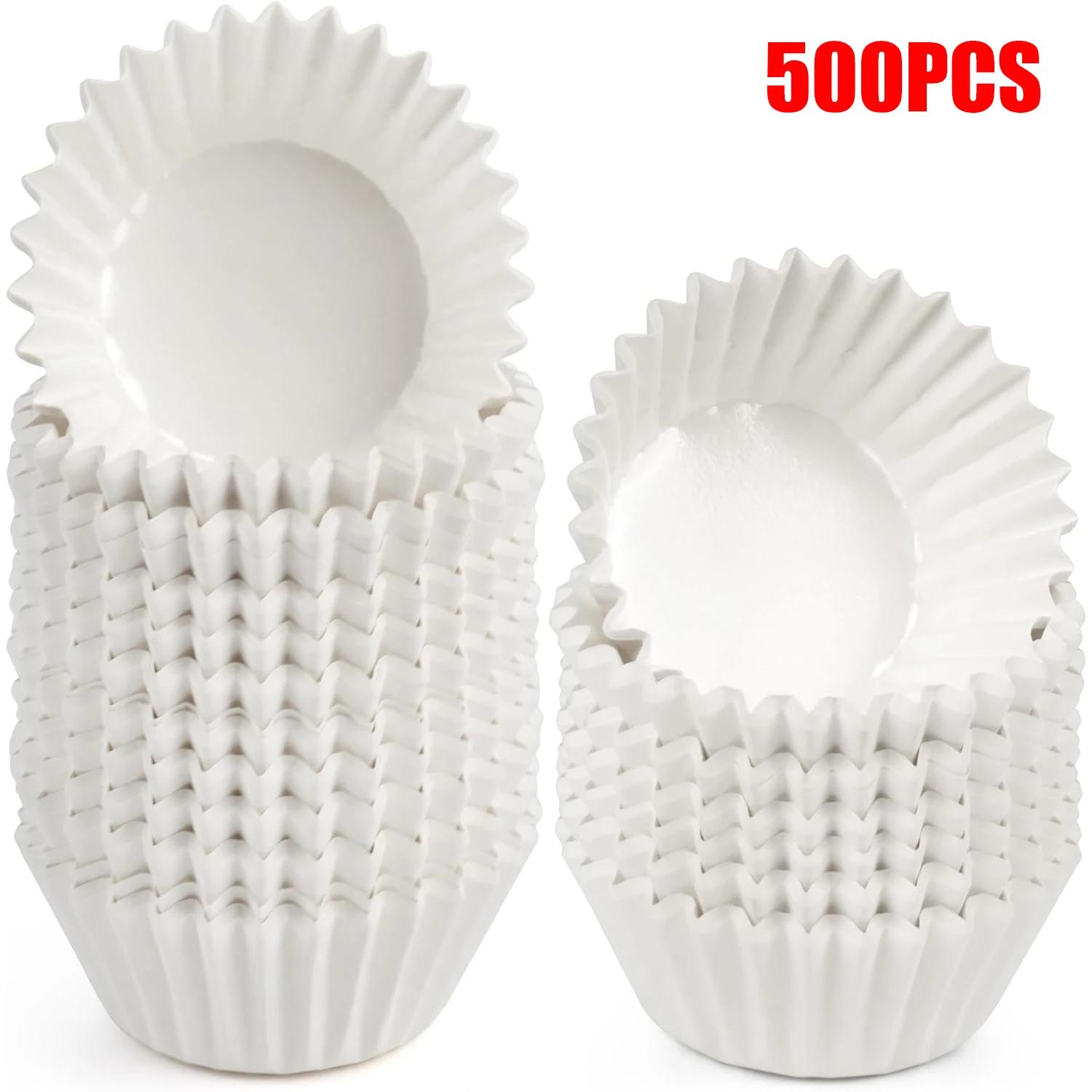 500 шт. Бумажные держатели для тортов Бумажные стаканчики 1,38 x2,95  Формочки для маффинов и капкейков Пищевые бумажные формочки для выпечки для свадьбы, дня рождения, вечеринки 3.5cm белый