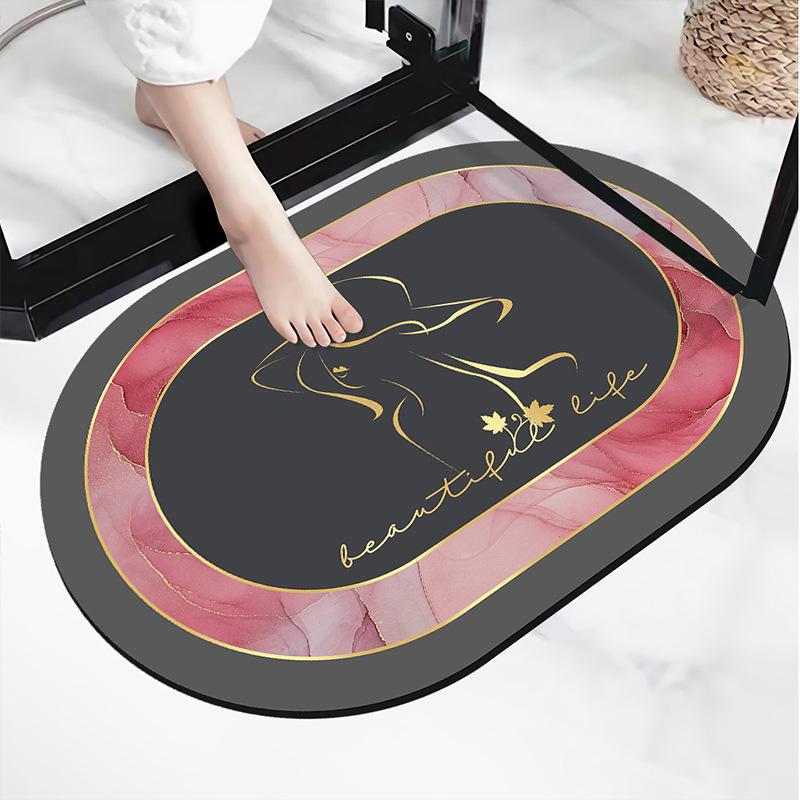 Light luxury style soft bathroom absorbent floor mat, quick drying anti fouling foot mat, washable bathroom