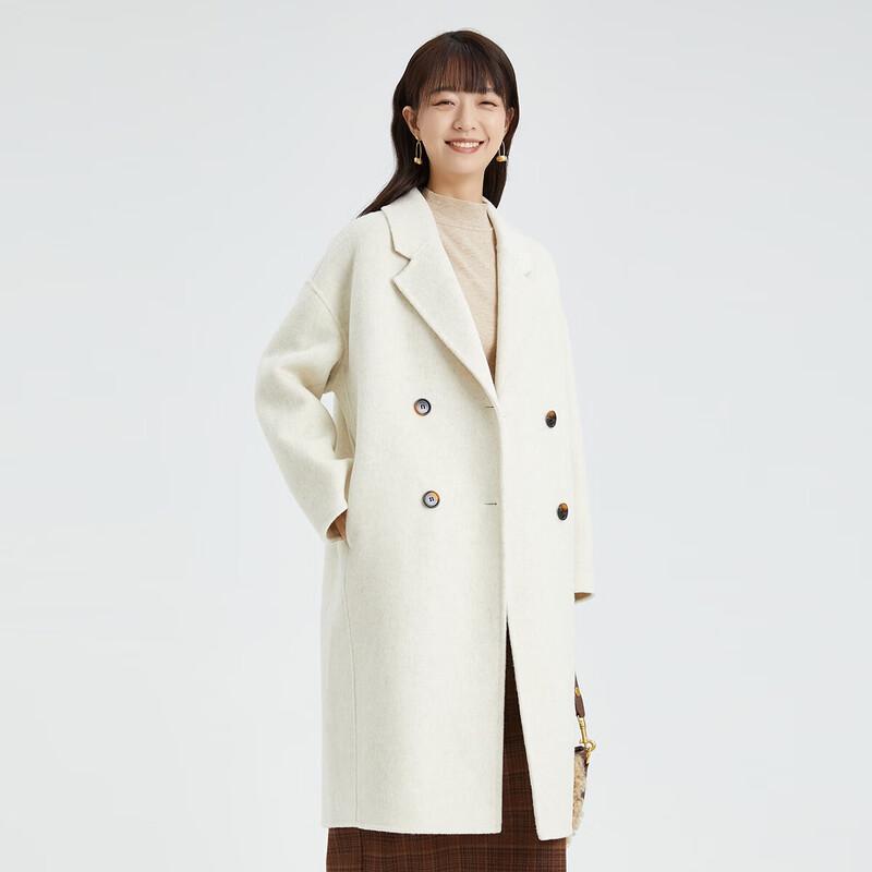 TATU Women's Korean Style Mid-length Double-faced Wool Coat