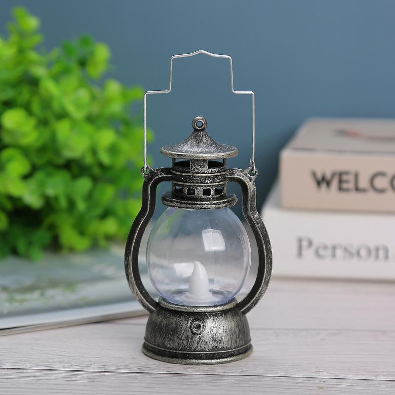 Retro Portable Lantern Vintage LED Light Christmas Decoration Halloween Electronic Candlestick Bar Atmosphere Layout Light