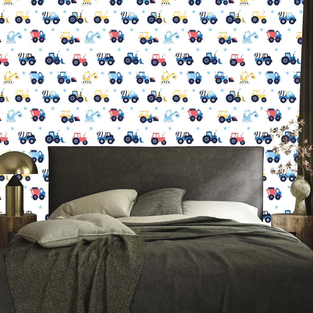 Tractors, vehicles and stars wallpaper for living room and bedroom 50x1000