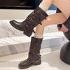 Niche Design Thin Martin Boots Pleated Short Stacking Boots Autumn New Spice Girl Thick-soled Trouser Tube Boots Women