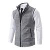 Men Autumn Winter Vest Coat Stand Collar Knitted Cardigan Zip Up Neck Protection Sleeveless Slim Fit Warm Casual Soft Mid Length Men Jacket