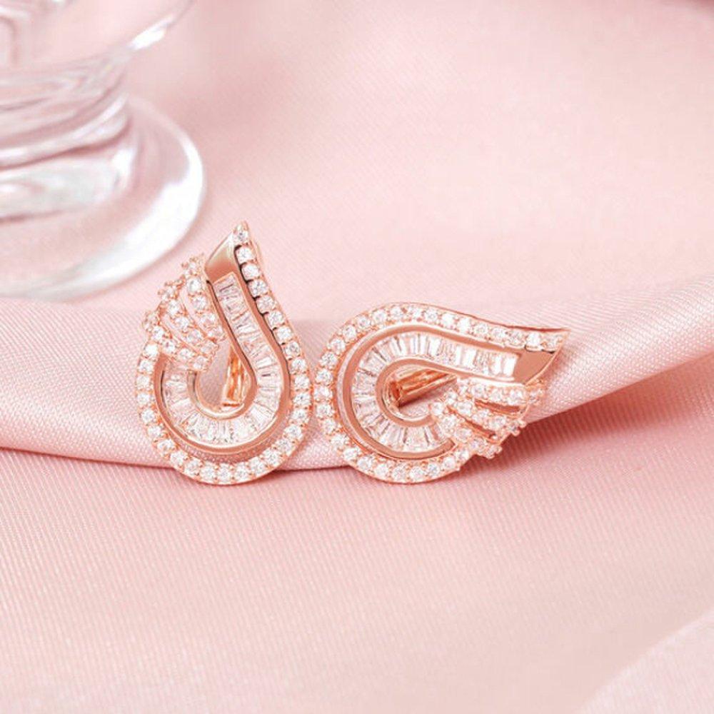 [] 14K Gf Shining Tear Gold Filled Pin Water Drop One-Touch Earrings