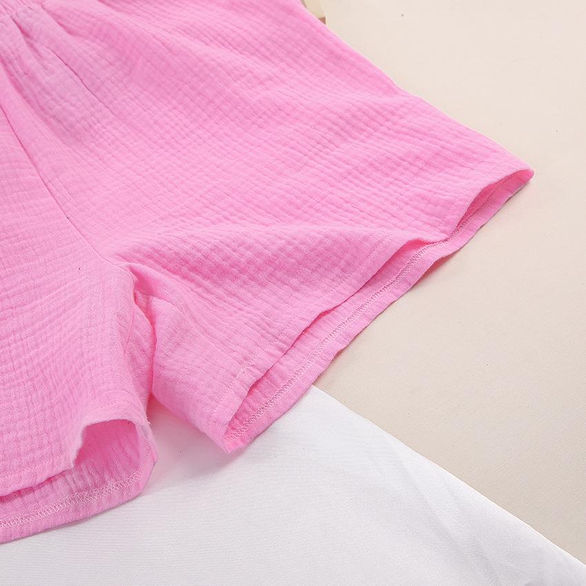 2025 Women's Summer Casual Pure Cotton Shirt and Shorts Set