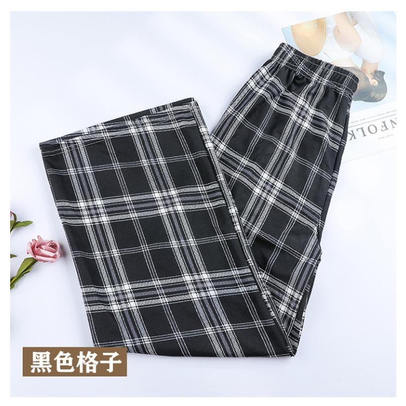 Plaid pants women's summer thin high waist drape loose narrow straight pants thin wide leg pants small casual pants