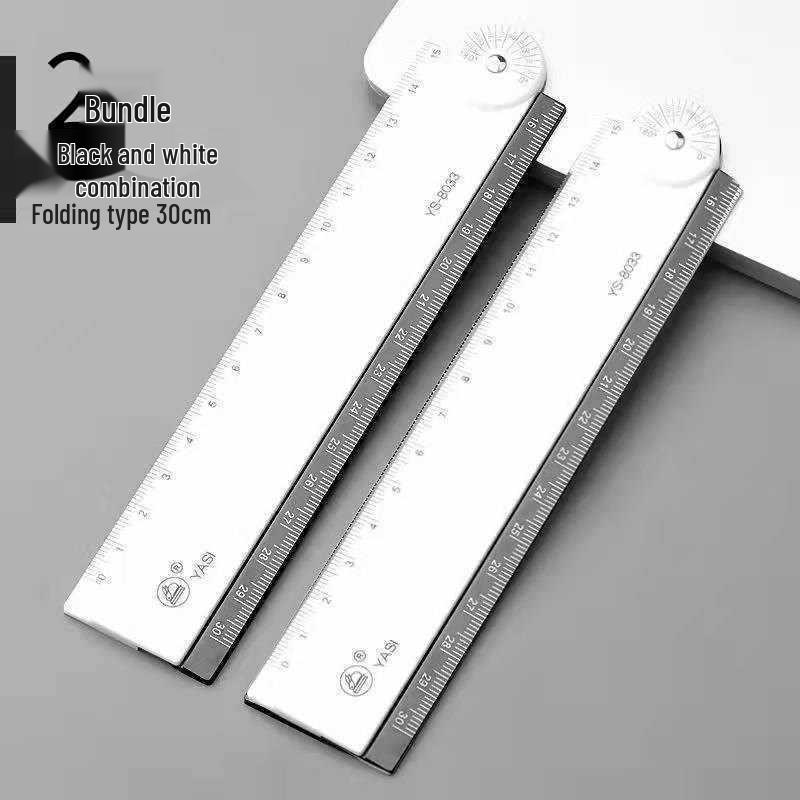 30cm Multifunctional Folding Ruler for Students: Straight Edge with Wavy Line Grid for Geometric Drawings