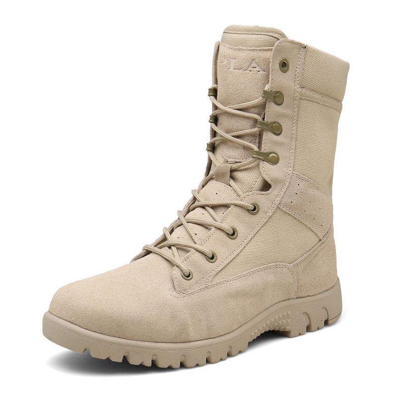 Men's High Top Training Boots Genuine Leather Boots Outdoor Anti slip Wear-resistant Hiking Work shoes Fashionable Sneaker