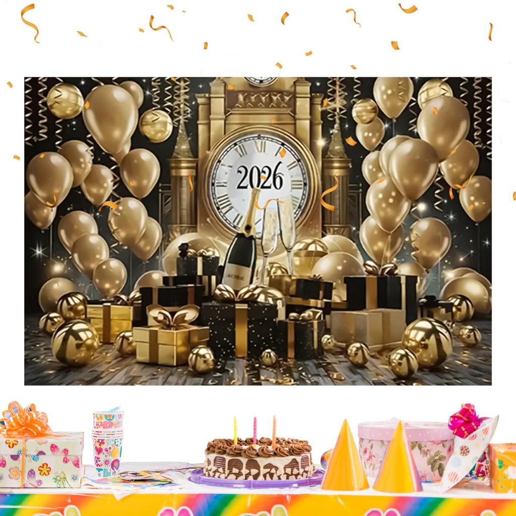 Happy New Year Theme Party Background Banner 2026 New Year Celebrate Family Party Decoration Photo Background Decoration