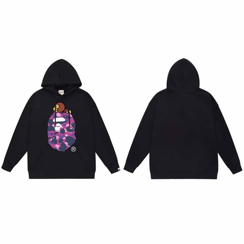 Mens Oversized Hooded Sweatshirt With Ape Head Print Heavyweight Cotton Long Sleeve Pullover Daily Wear