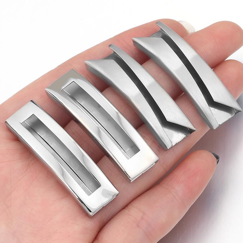 5pcs Stainless Steel Slider Curved Tube Beads Flat Leather Cord Spacer Tubes Bead For DIY Jewelry Making Bracelet Accessories
