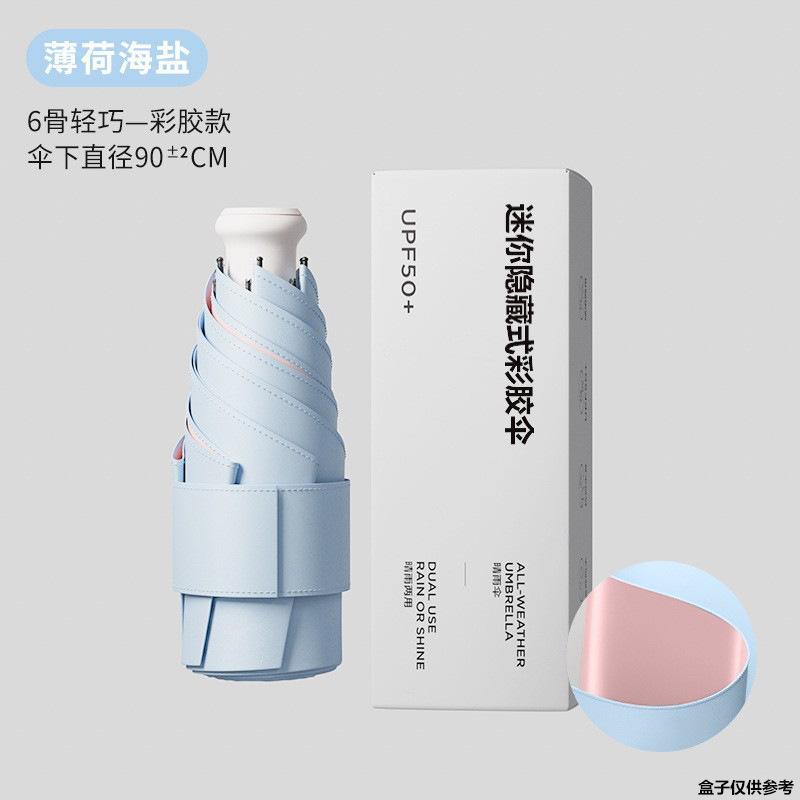 Mini Card Umbrella Sun Umbrella Women's Sunshade Sun Protection Sunshine and Rain Protection UV Protection Small Portable Folding Pocket Umbrella