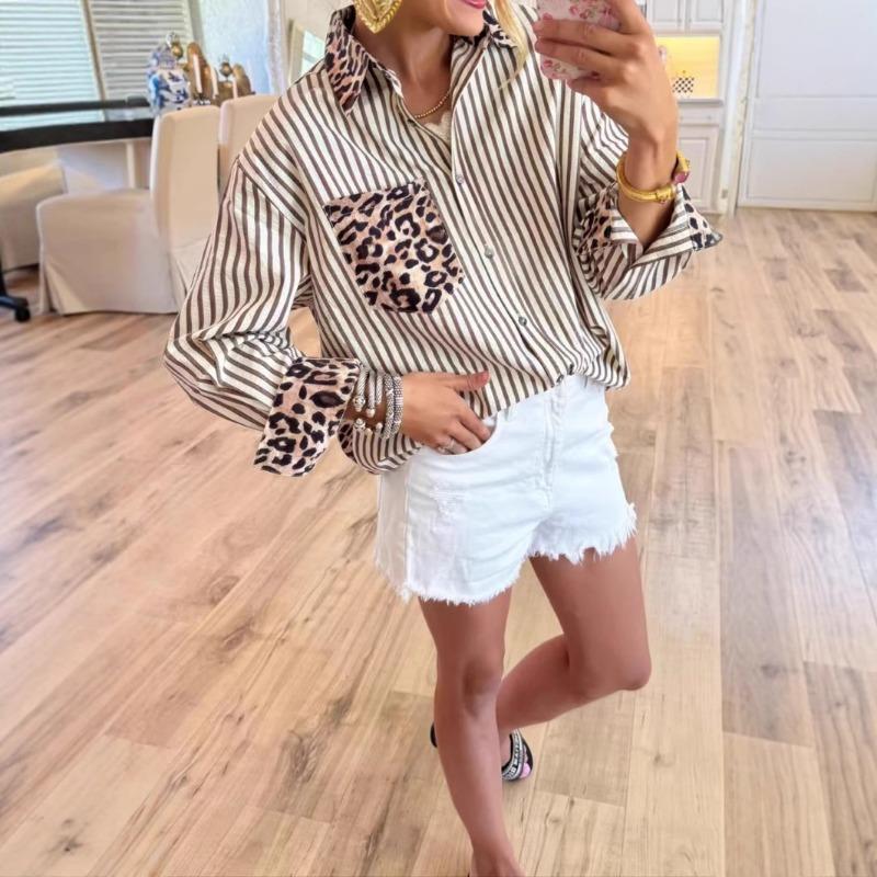 Women S Casual Long Sleeve Color Block Loose Fit Shirt S