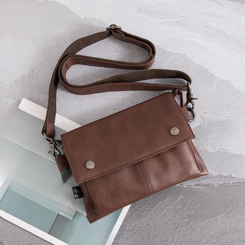 

Модная кожаная одноплечевая сумка Легкая мужская маленькая сумка через плечо Повседневная сумка для мобильного телефона Сумка кросс-боди темно-коричневого