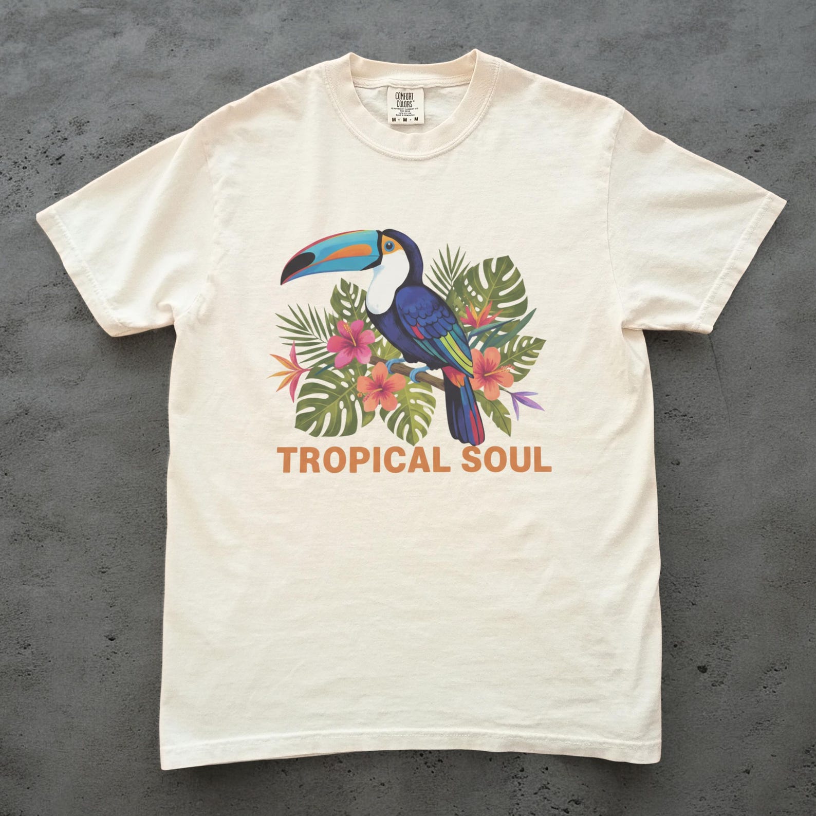Tropical Soul Toucan Shirt, Tropical Bird Graphic Tee, Unisex Comfort Colors, Summer Vacation Shirt, Nature Lover Gift, Bird Lover T shirt 4XL