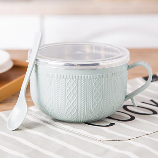 Microwave Ramen Bowl with Handles Stainless Steel Lunch Box Insulated Food Container for Noodles & Soup Large Capacity Bento Tumbler