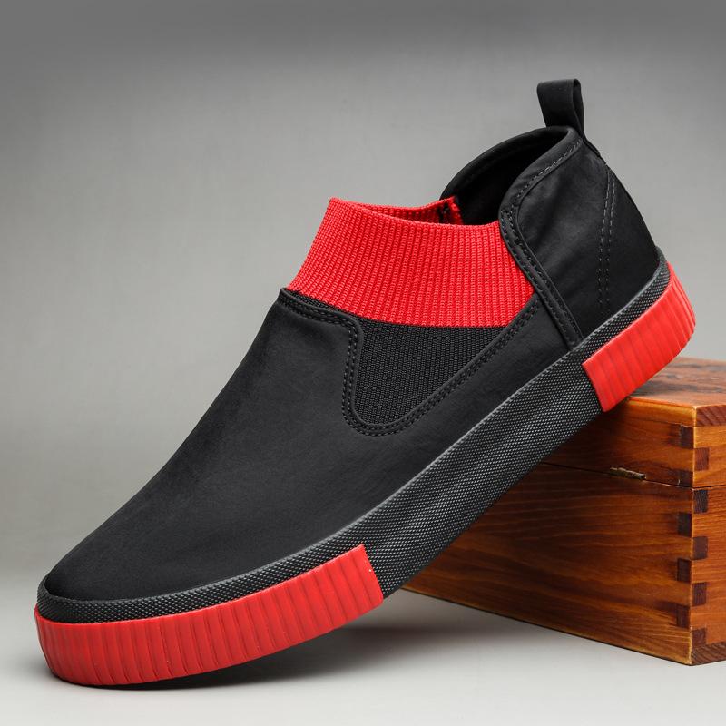 Мужская повседневная обувь Весна Лето Дышащая ткань Слипоны Лоферы Новая уличная крутая мужская плоская обувь для скейтборда 39 красный