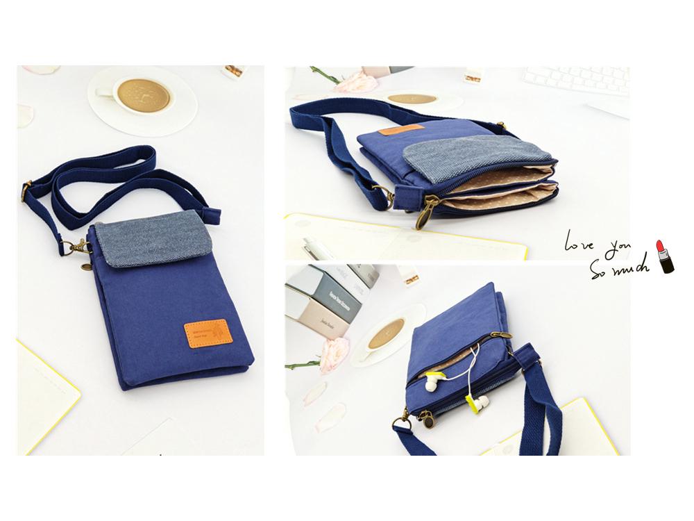 2023 New Solid Color Multi-Layer Canvas Crossbody Phone Bag - Simple, Small Crossbody Women's Bag