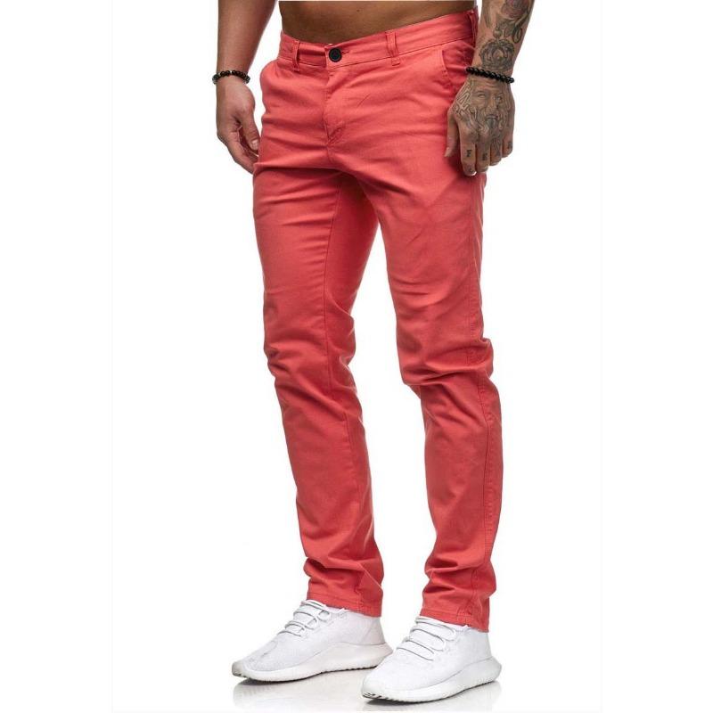 Men European Style Solid Color Loose Casual Long Trousers