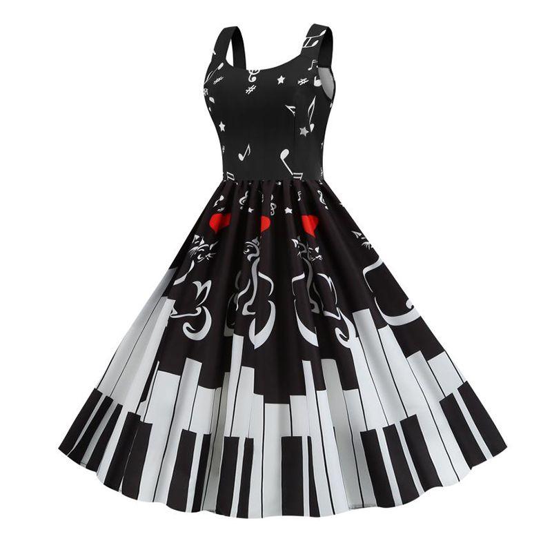 

Women s Clothing Fashion Retro Sleeveless Large Swing Dress Sling Image color 2XL