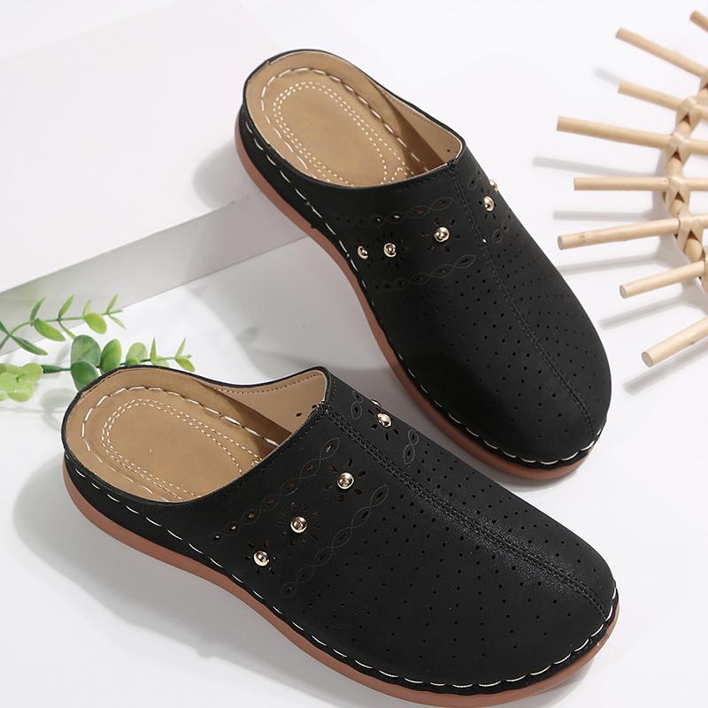 Fashion Lightweight Wedge Heel Mules Slippers Women Summer Hollow Out Slides Shoes Woman Plus Size Thick Sole Outdoor Sandals Female