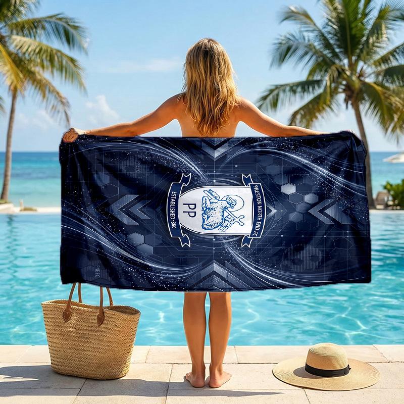 Asciugamano da Spiaggia Preston North End Football Morbido Microfibra Asciugamano Estivo Asciugatura Rapida Assorbente per Spiaggia Piscina Viaggio