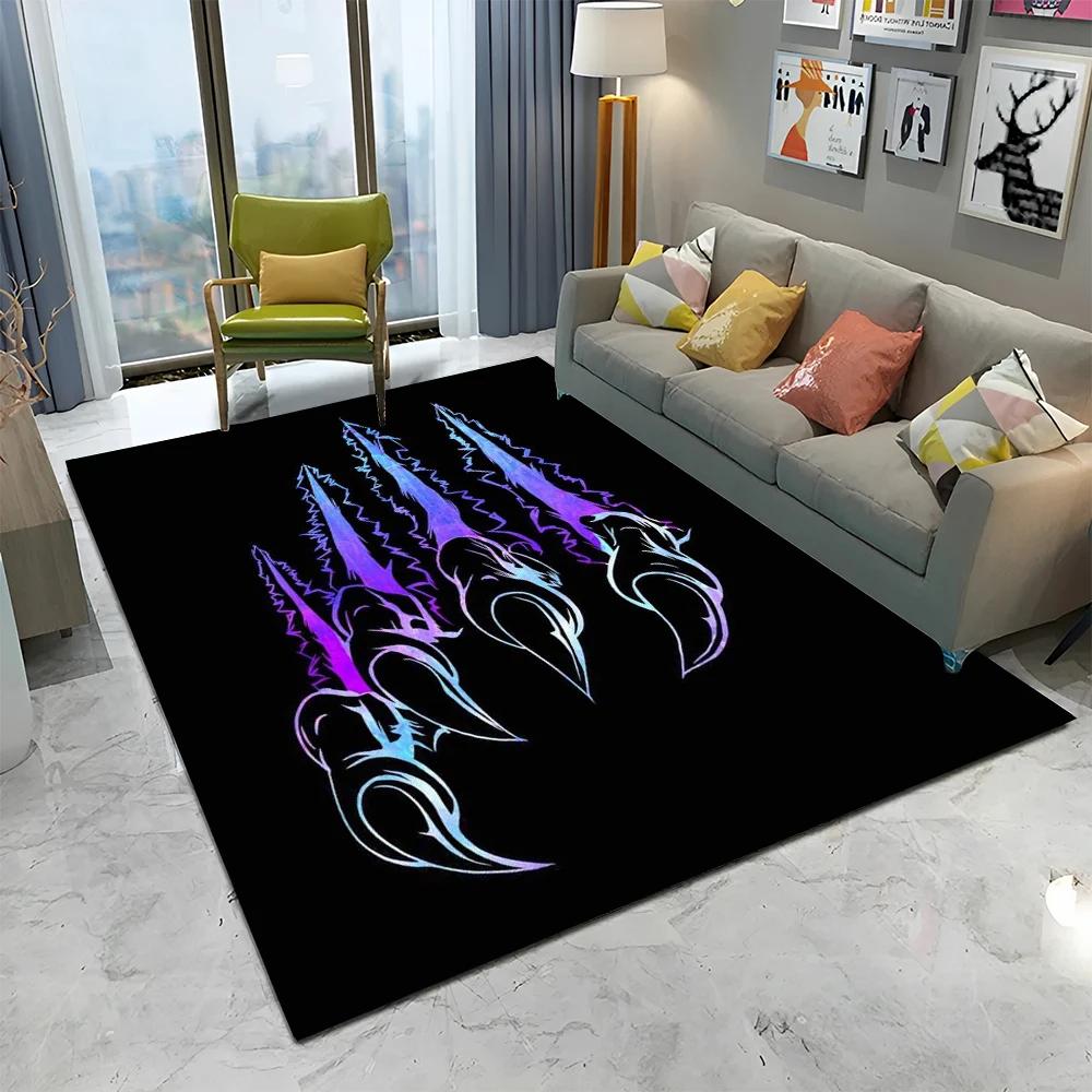 3D Beast Paw Print Claw Cartoon Carpet Rug for Home Living Room Bedroom Sofa Doormat Decor,kids Play Area Rug Non-slip Floor Mat