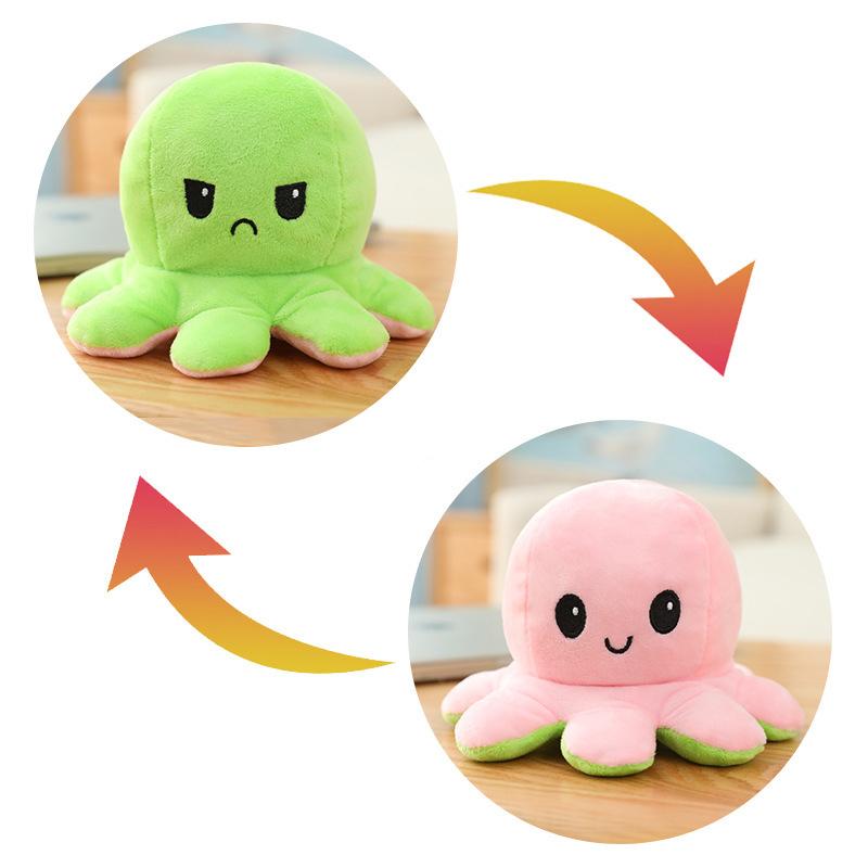 Mood Octopus Reversible Plush Toy Soft Stuffed Simulation Octopus Doll Cute Stuffed Toy Baby Gift