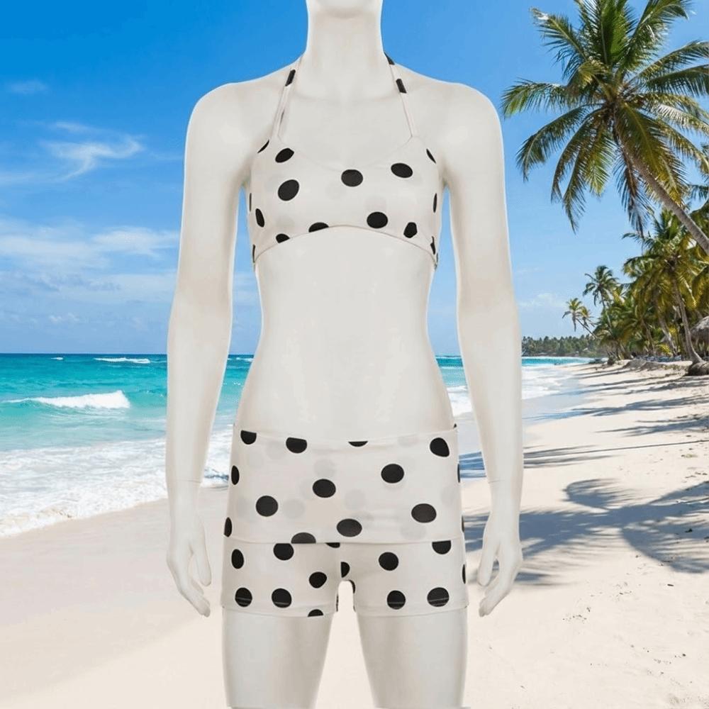 Boxer Shorts Swimwear Set Halter Neck Sling Polka Dot Swimsuit Fashion Bikini Suit Vacation