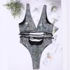 Costume da bagno intero da donna nero sexy con lacci - Tinta unita, taglia plus