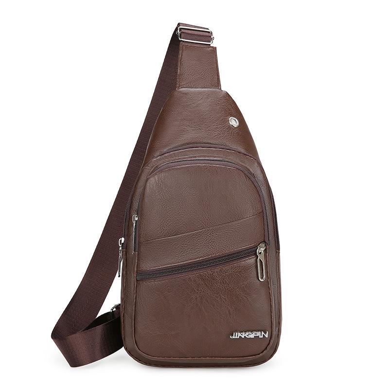 Chest Bag Men's PU Casual Simple Color Shoulder Bag Diagonal New Backpack Bag New Tide Purse Crossbody Bag