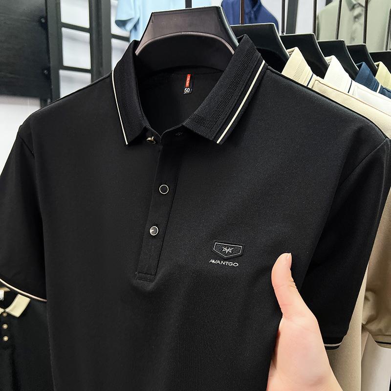 Light luxury brand men's short sleeve polo shirt summer new item high-end letter golf comfortable cotton casual business T-shirt