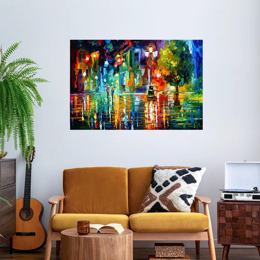 Modern Colorful Abstract Canvas Prints Art Rainy Garden Landscape Posters Picture Wall Art Painting for Living Room Bedroom