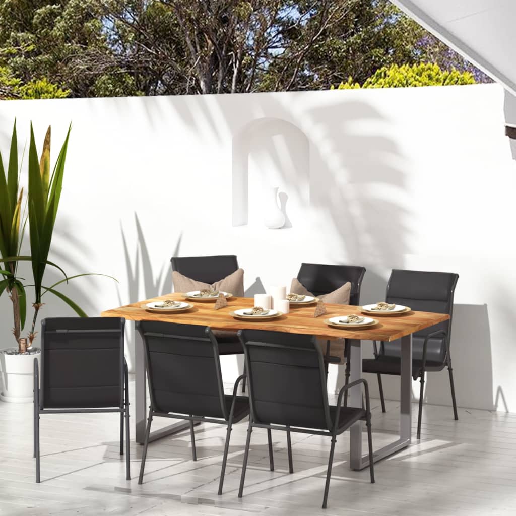 6pcs Patio Chairs Assembly Steel Textilene Stable Frame Garden Chairs for Dinning Black