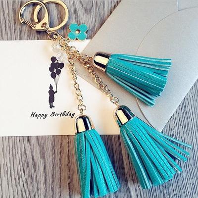 Chaveiro de Couro com Borla Longa e Flor Chaveiro Chaveiro Bolsa Carteira Pingente Amuleto para Celular Chaveiros Fofos Chaveiros da Moda Chaveiros para Mulheres