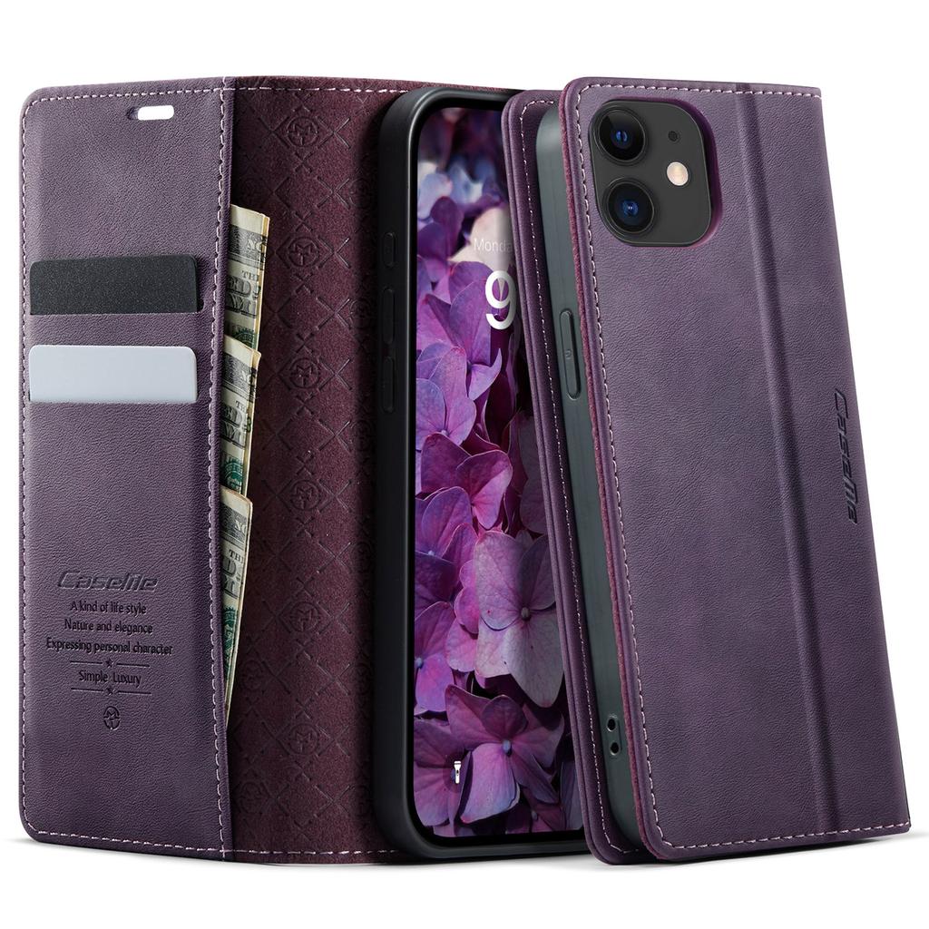 For iPhone 12 mini 5.4 inch Case CASEME 033 Series RFID Blocking Wallet Stand Calf Texture Leather Phone Cover
