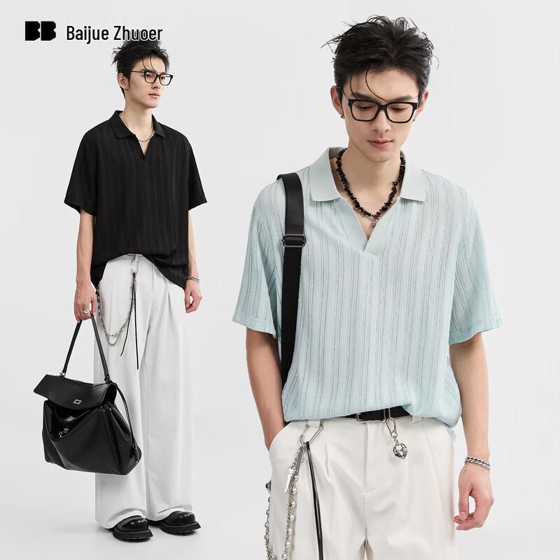 Men s Jacquard Knit Polo Shirt XXL