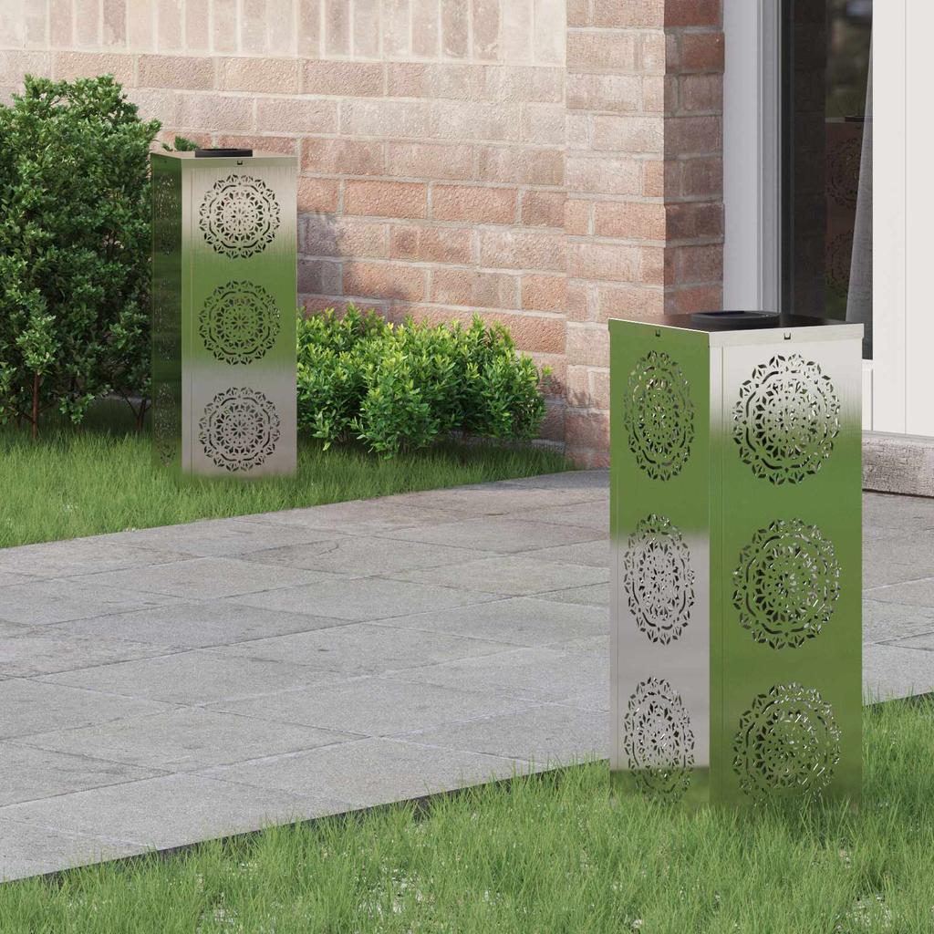 Solar LED Path Light 2 Pcs Silver Stainless Steel