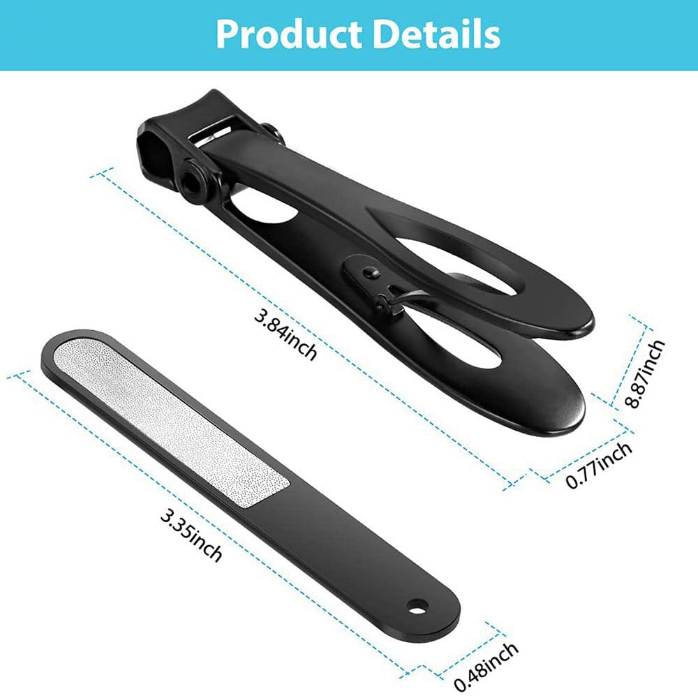 Red Square Ultra Wide Jaw Opening Nail Clippers Set Toenail Clippers for Thick Nails Cutter for Ingrown Manicure,Pedicure,Men & Women Black